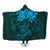 Hawaiian Turtles Hibiscus Plumeria Polynesian Hooded Blanket - Turquoise - AH Hooded Blanket White - Polynesian Pride