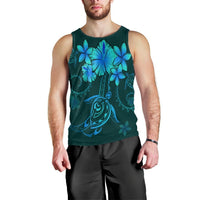 Hawaiian Turtles Hibiscus Plumeria Polynesian Tank Top - Turquoise - AH Black - Polynesian Pride