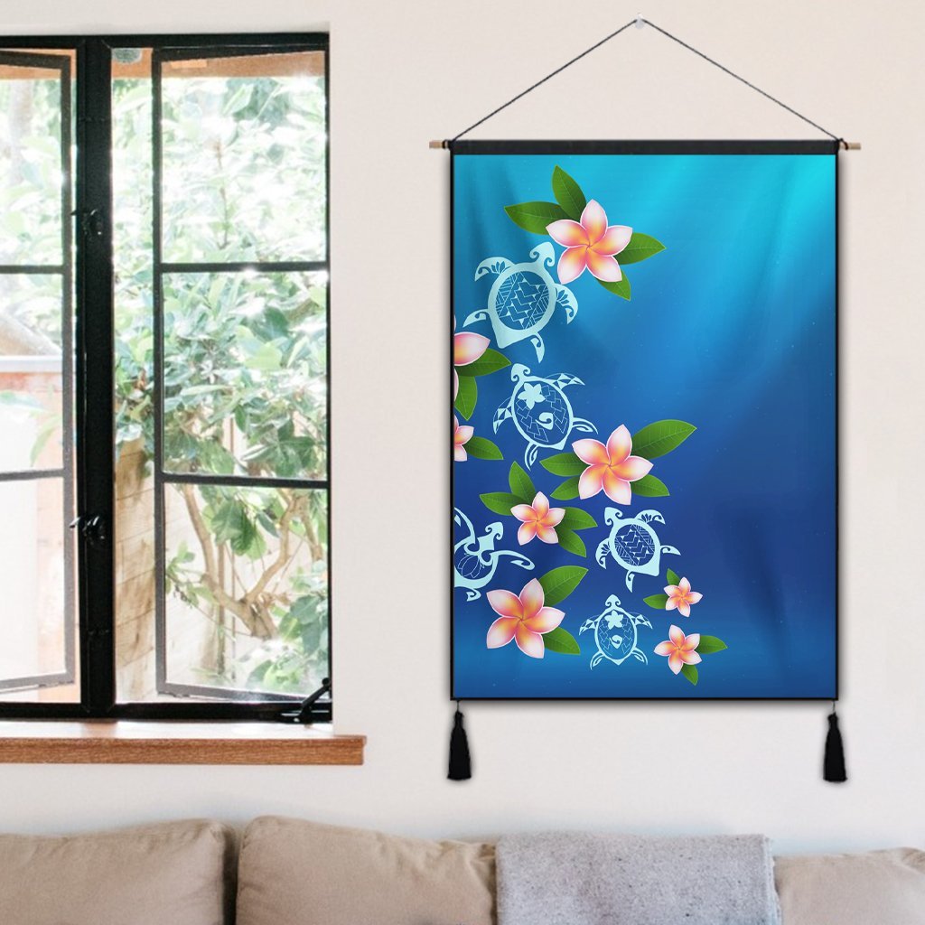 Hawaiian Tuttle And Plumeria Flower In The Sea Polynesian Hanging Poster - AH - Polynesian Pride