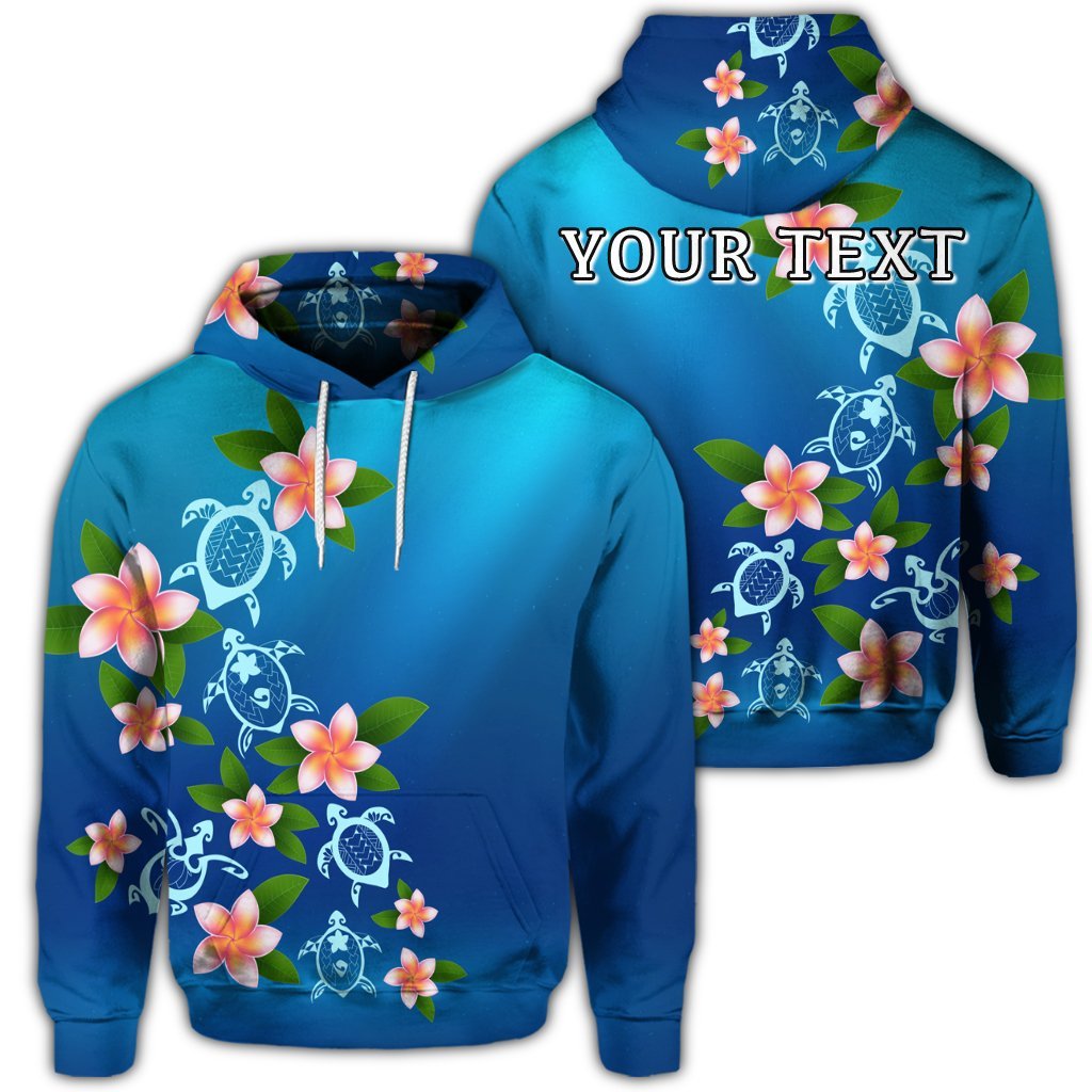 Custom Hawaiian Tuttle and Plumeria Flower In The Sea Polynesian Hoodie Unisex Art - Polynesian Pride