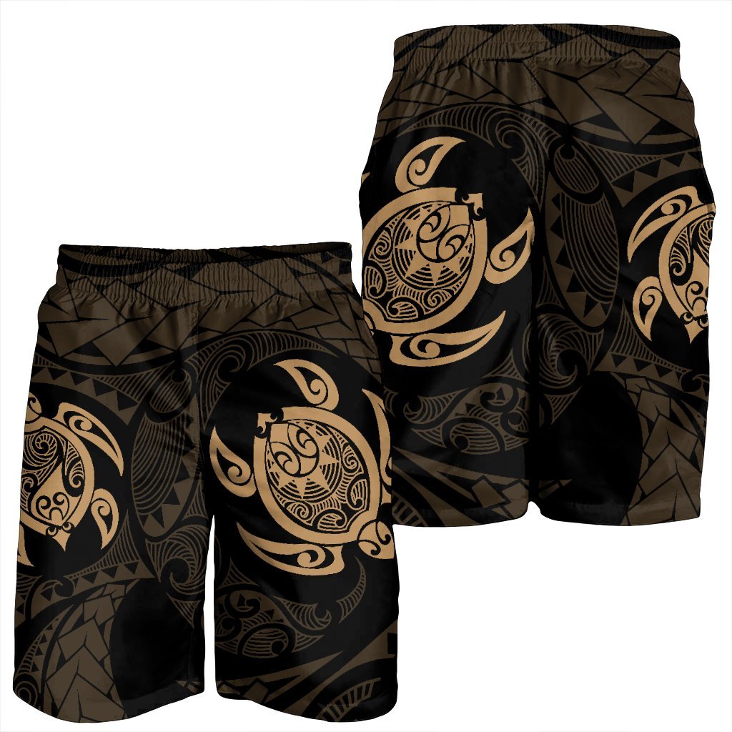 Hawaiian Two Turtle Polynesian Men's Shorts Gold AH - Polynesian Pride