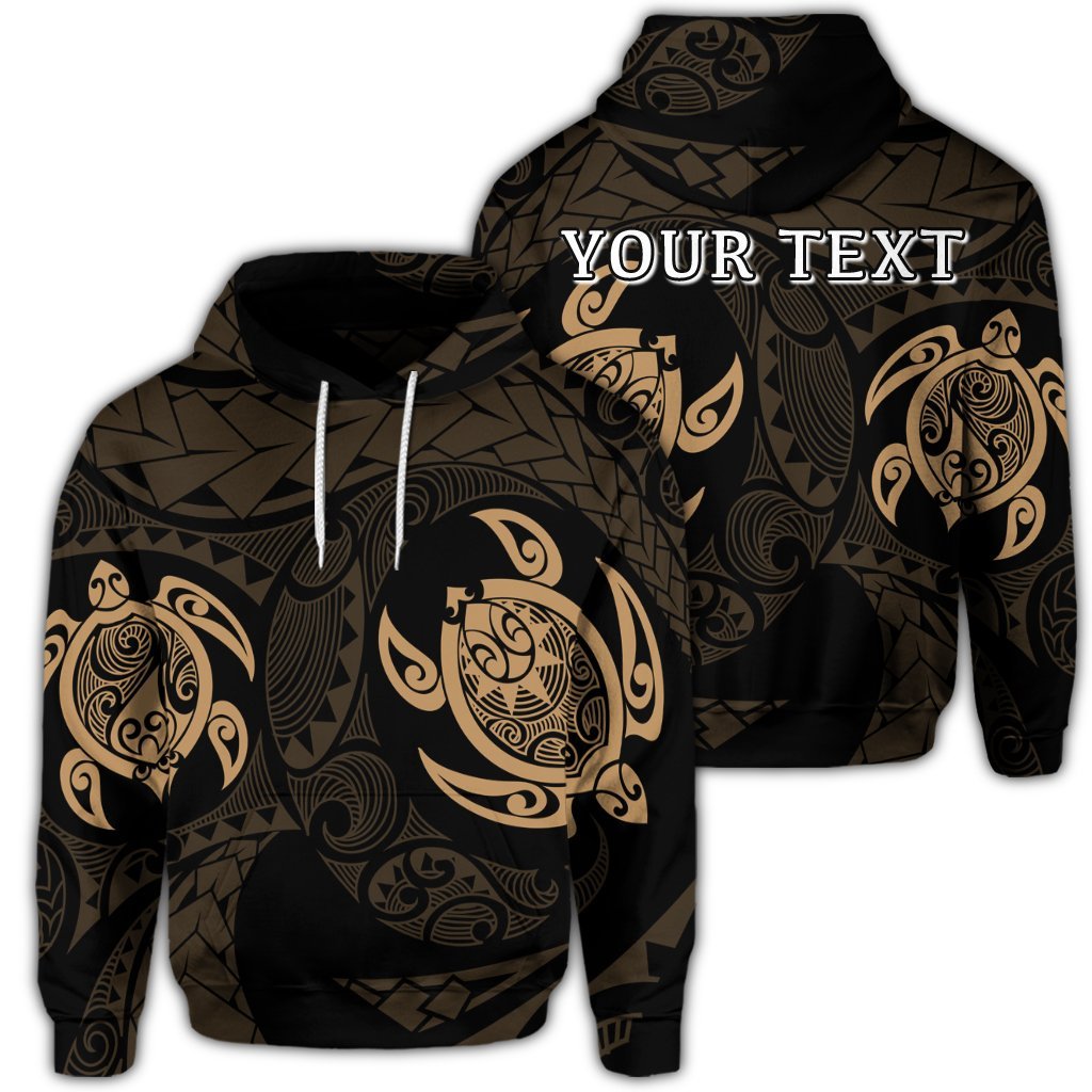 Custom Hawaiian Two Turtle Polynesian Hoodie Gold Unisex Art - Polynesian Pride