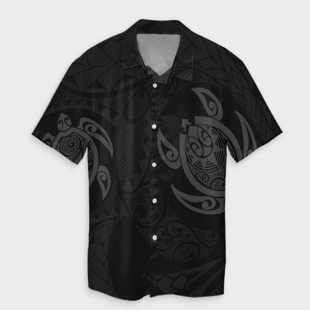 Hawaiian Two Turtle Polynesian Hawaiian Shirt Gray AH Unisex Black - Polynesian Pride