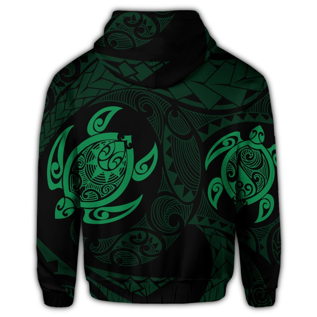 Hawaiian Two Turtle Polynesian Zip Hoodie Green - Polynesian Pride