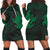 Hawaiian Two Turtle Polynesian Hoodie Dress Green AH Black - Polynesian Pride