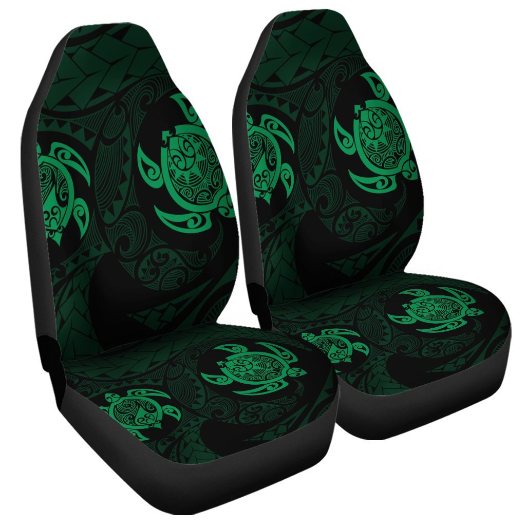 Hawaiian Two Turtle Polynesian Car Seat Covers Green AH Universal Fit Black - Polynesian Pride