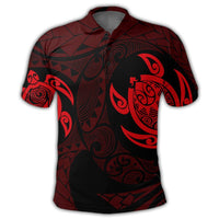 Hawaiian Two Turtle Polynesian Polo Shirt Red - Polynesian Pride