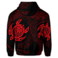 Hawaiian Two Turtle Polynesian Hoodie Red - Polynesian Pride