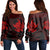 Hawaiian Two Turtle Polynesian Women's Off Shoulder Sweater Red AH Black - Polynesian Pride