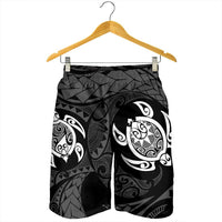 Hawaiian Two Turtle Polynesian Men's Shorts White AH - Polynesian Pride