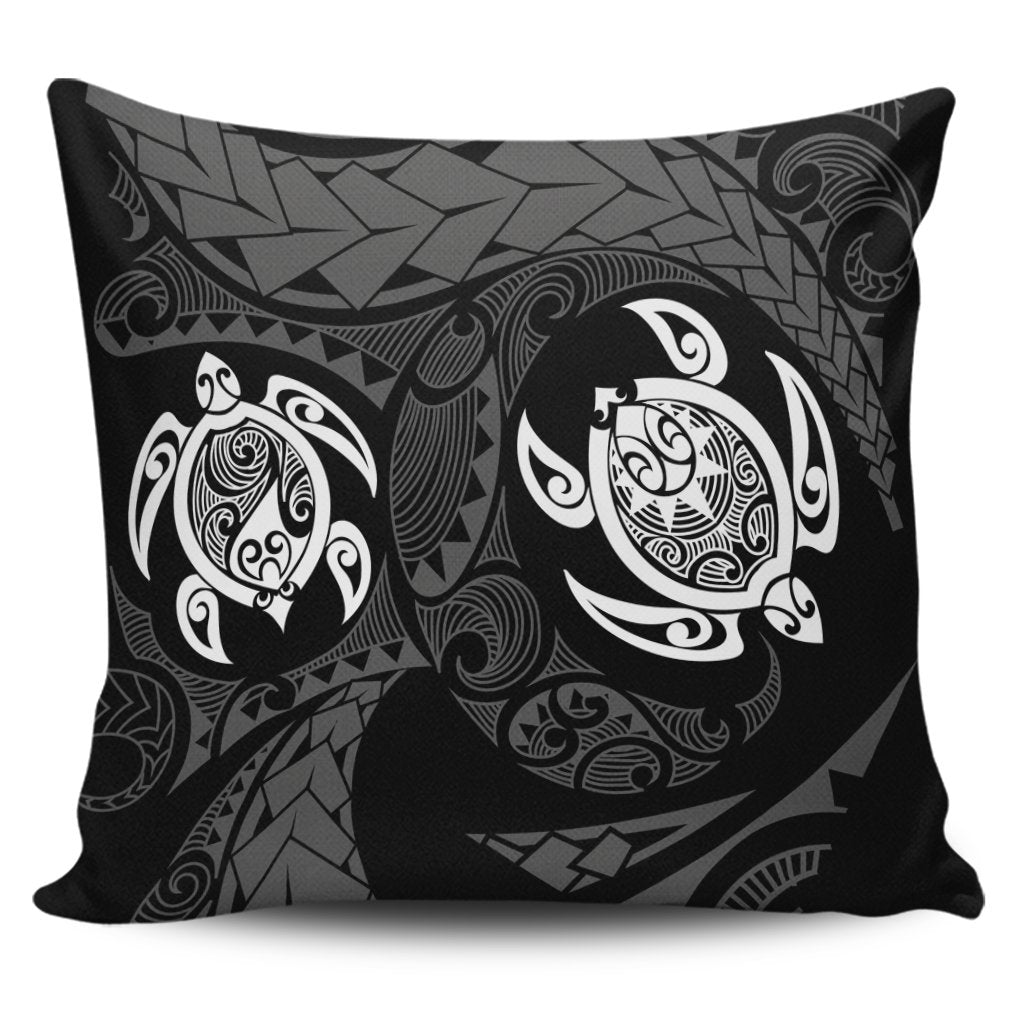 Hawaiian Two Turtle Polynesian Pillow Covers White AH Pillow Covers Black - Polynesian Pride