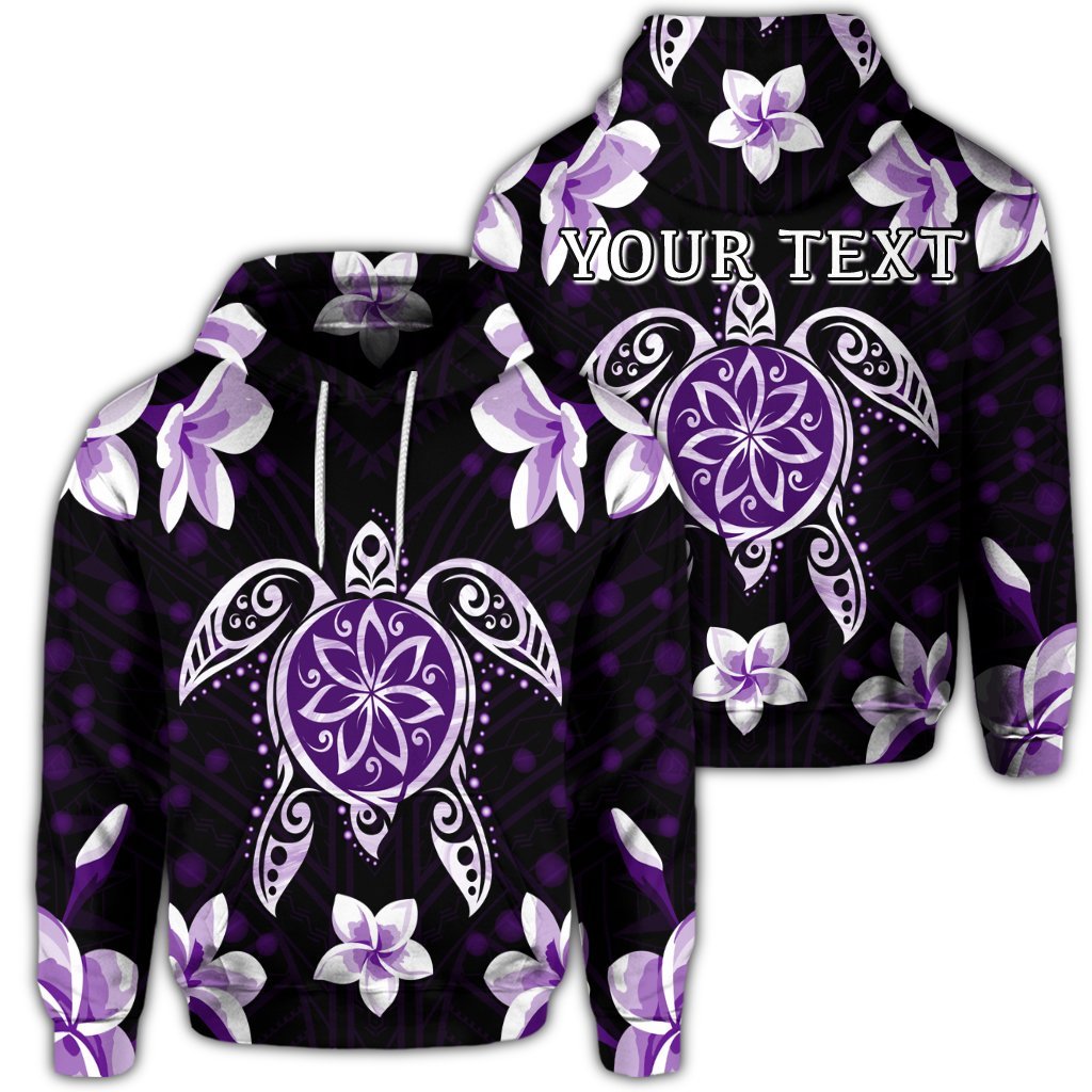 Custom Hawaiian Violet Turtle Plumeria Hoodie Unisex Art - Polynesian Pride