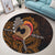 Hawaiian Warrior Helmet Kanaka Polynesian Round Carpet - AH - Polynesian Pride