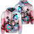 Hawaiian Wave Hibiscus Watercolor Turtle Polynesian Zip Hoodie Unisex Art - Polynesian Pride