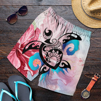 Hawaiian Wave Hibiscus Watercolor Turtle Polynesian Men's Shorts - AH Art - Polynesian Pride