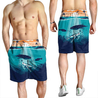 Hawaiian Whale And Turtle In Sunset Polynesian Men's Shorts - AH - Polynesian Pride