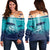 Hawaiian Whale And Turtle In Sunset Polynesian Women's Off Shoulder Sweater - AH Black - Polynesian Pride