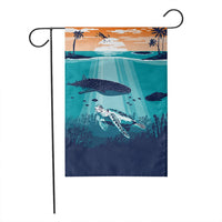 Hawaiian Whale And Turtle In Sunset Polynesian Flag - AH - Polynesian Pride