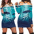 Hawaiian Whale And Turtle In Sunset Polynesian Hoodie Dress - AH Black - Polynesian Pride