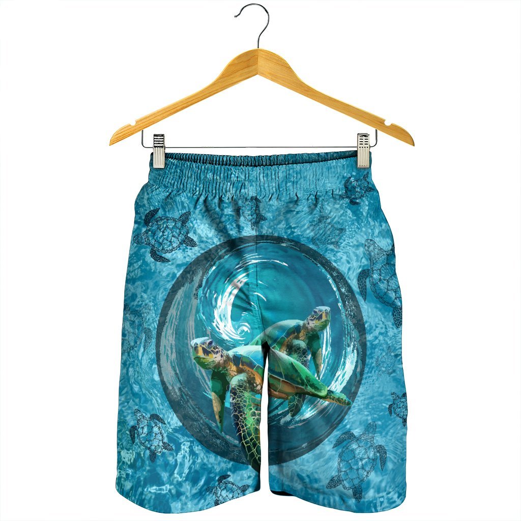 Hawaiian Whirlpool Turtle Polynesian Men's Shorts - AH - Polynesian Pride