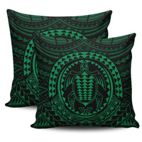 Hawaiian Kakau Honu Arc Green Polynesian Pillow Covers One Size Zippered Pillow Cases 18"x 18" (Twin Sides) (Set of 2) Green - Polynesian Pride