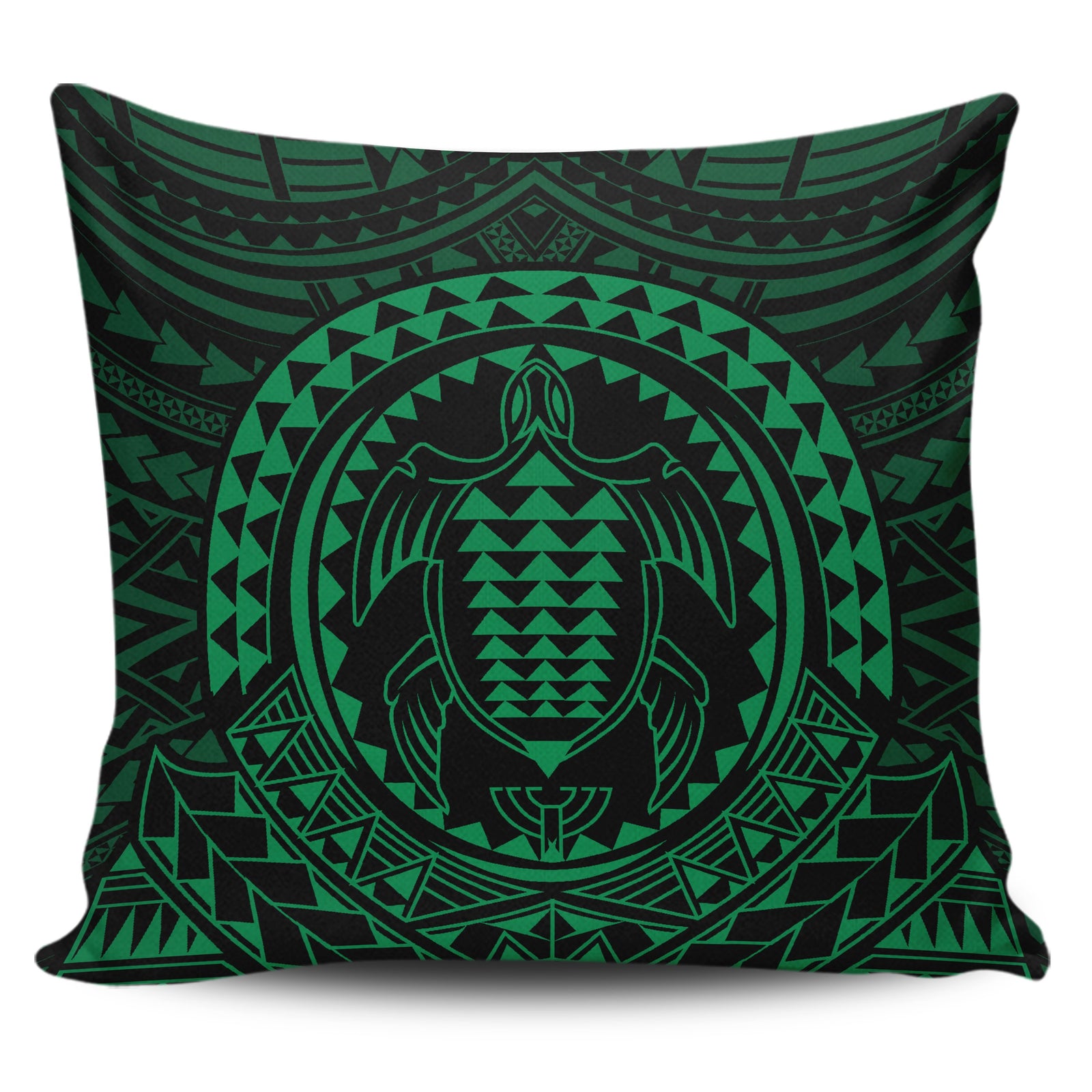 Hawaiian Kakau Honu Arc Green Polynesian Pillow Covers One Size Zippered Pillow Case 18"x18"(Twin Sides) Green - Polynesian Pride