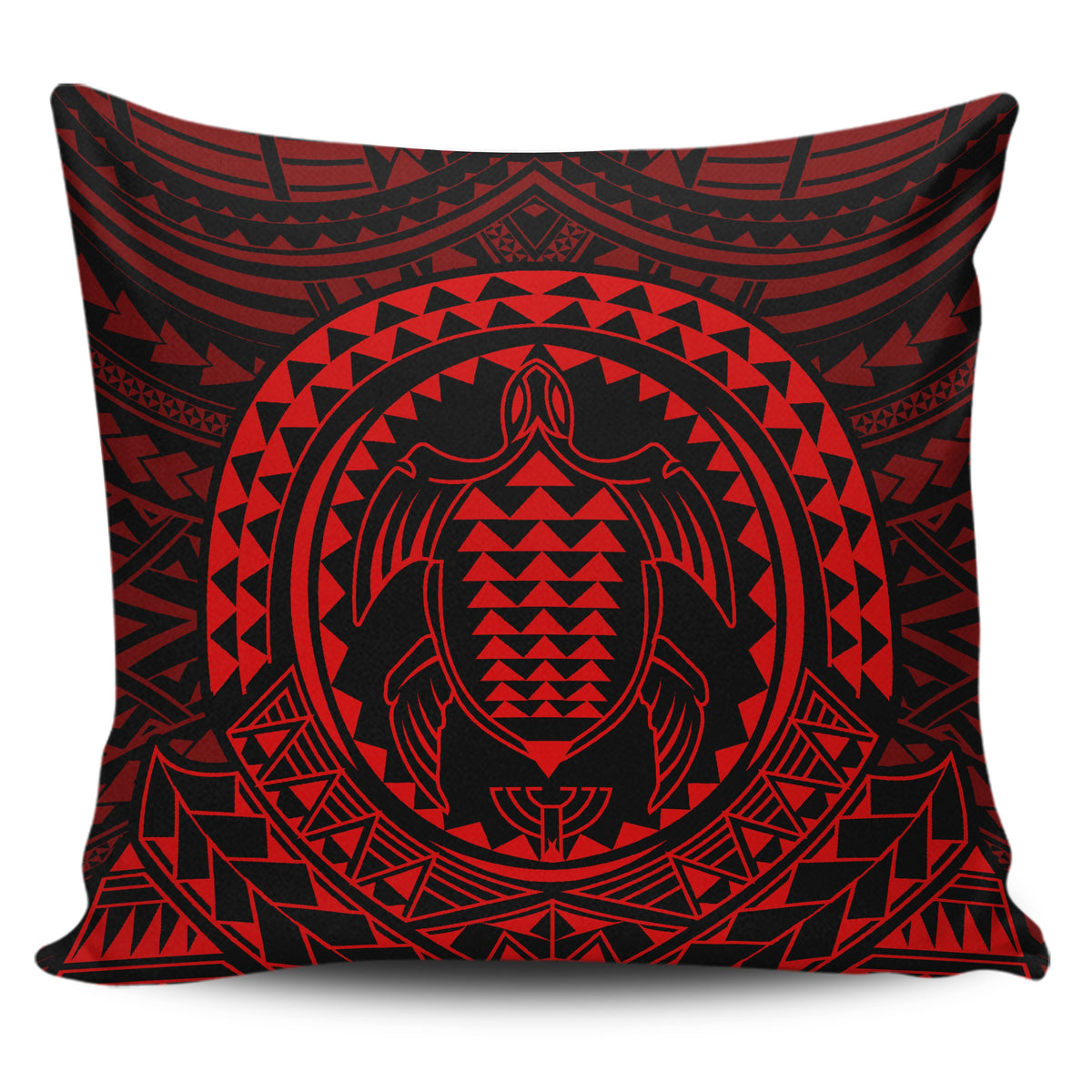 Hawaiian Kakau Honu Arc Red Polynesian Pillow Covers One Size Zippered Pillow Case 18"x18"(Twin Sides) Red - Polynesian Pride