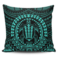 Hawaiian Kakau Honu Arc Turquoise Polynesian Pillow Covers One Size Zippered Pillow Case 18"x18"(Twin Sides) Turquoise - Polynesian Pride
