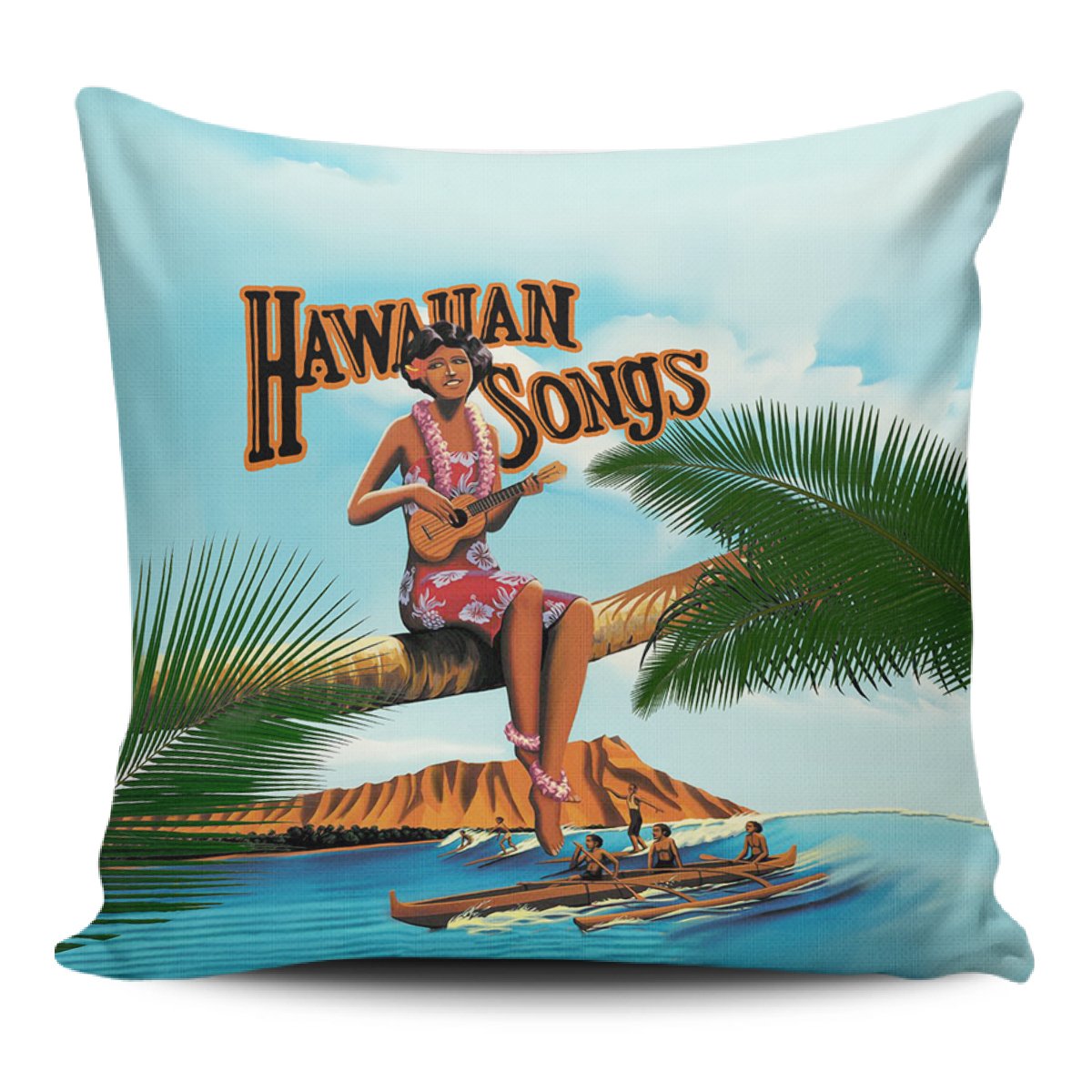 Hawaiian Song Pillow Covers One Size Zippered Pillow Case 18"x18"(Twin Sides) Black - Polynesian Pride