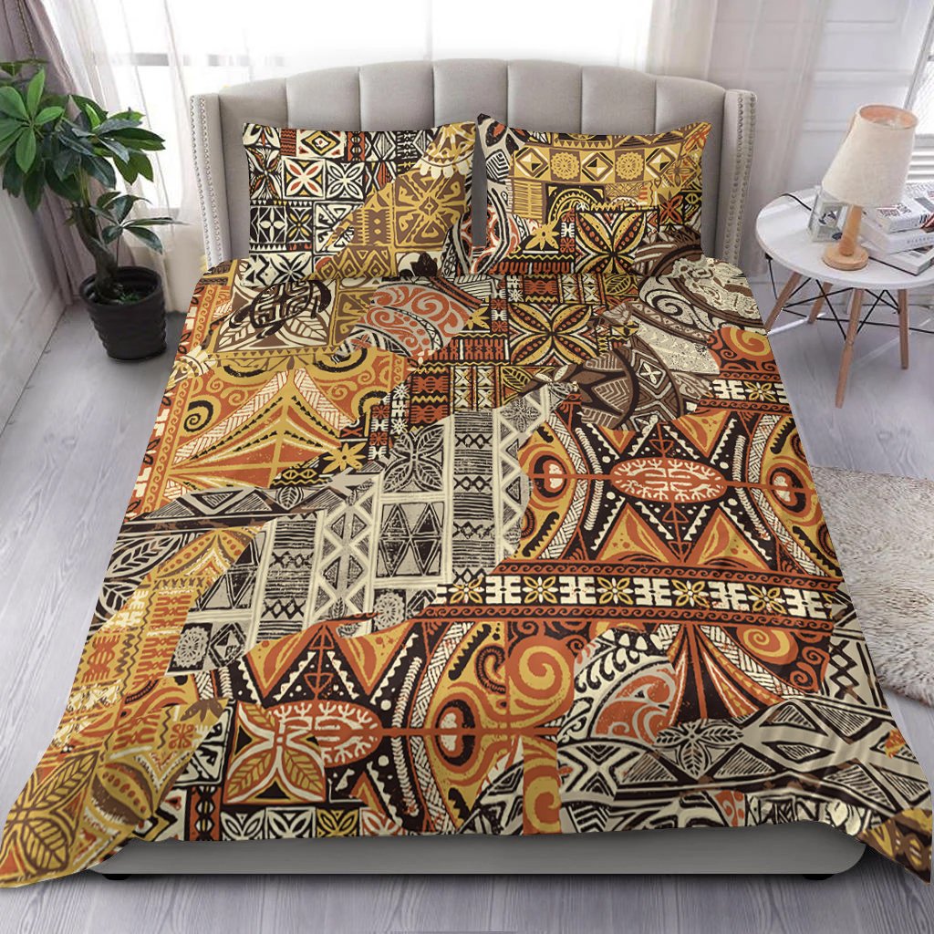 Polynesian Bedding Set - Tribal Fabric Patchwork Special Style Yellow - Polynesian Pride