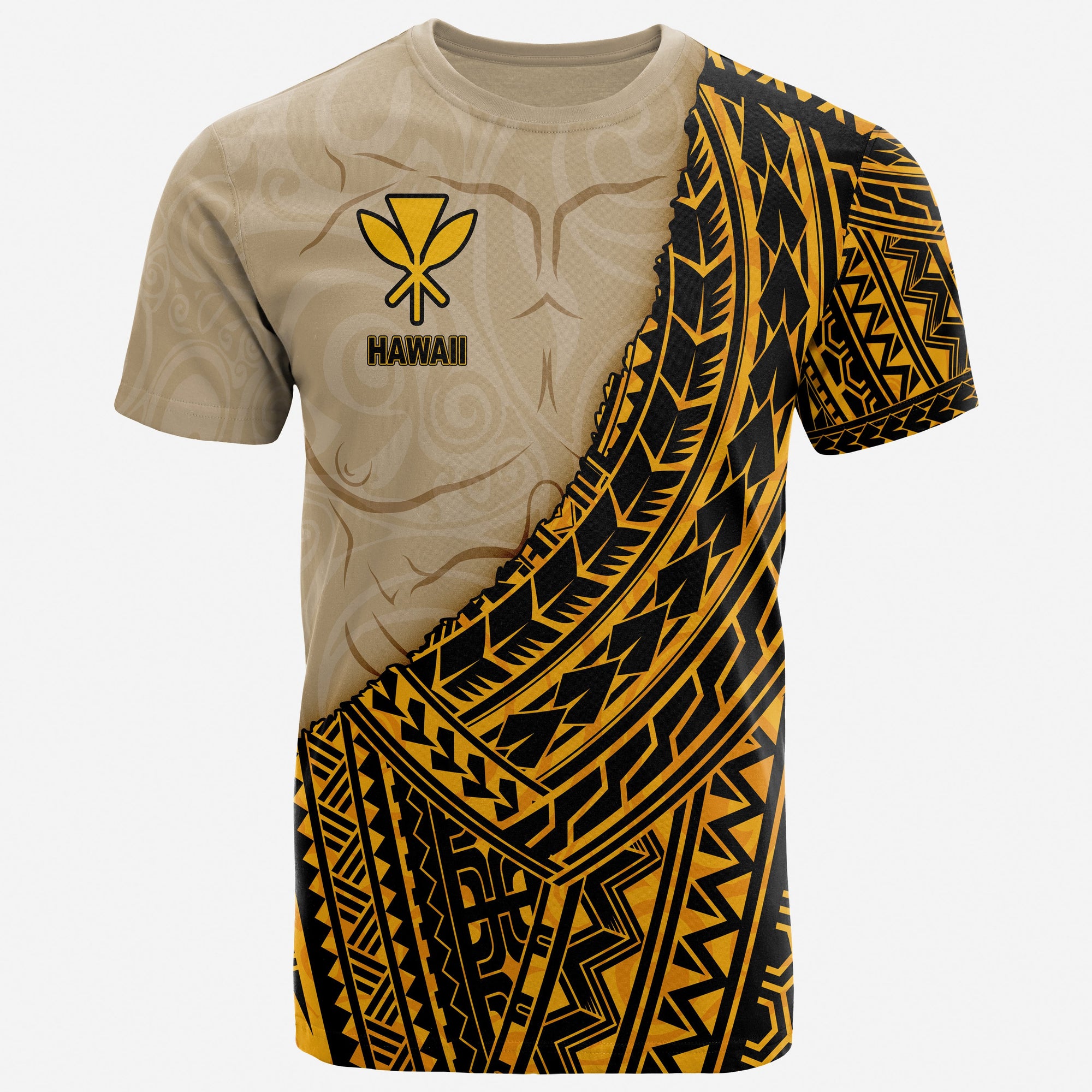 Hawaii T Shirt Polynesian Wild Style Unisex Gold - Polynesian Pride