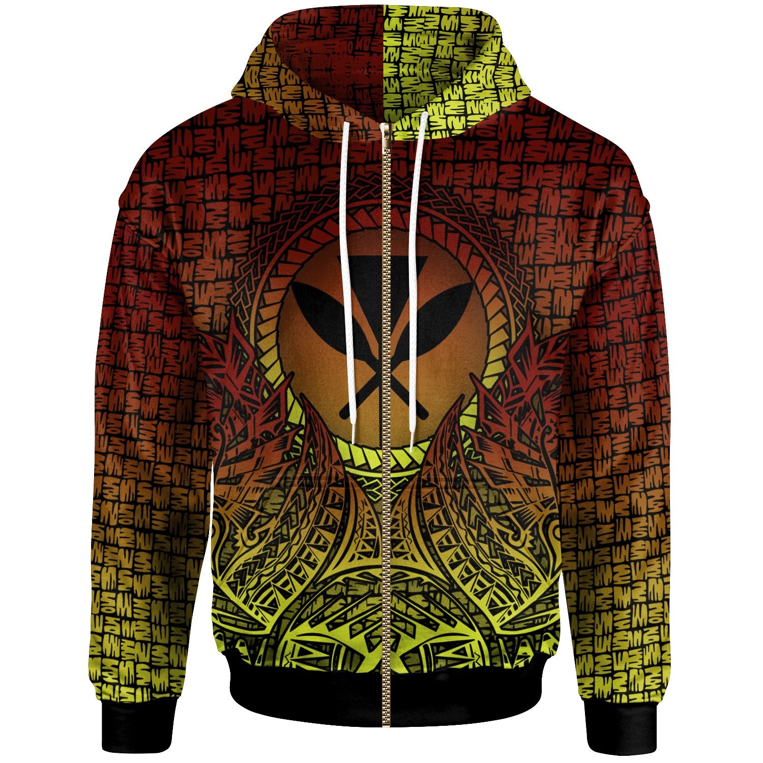 Hawaii Zip up Hoodie Polynesian Circle Pattern Unisex Reggae - Polynesian Pride