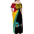 PNG Hibiscus Tribal Pattern Off Shoulder Long Dress - Hela Province LT7 - Polynesian Pride