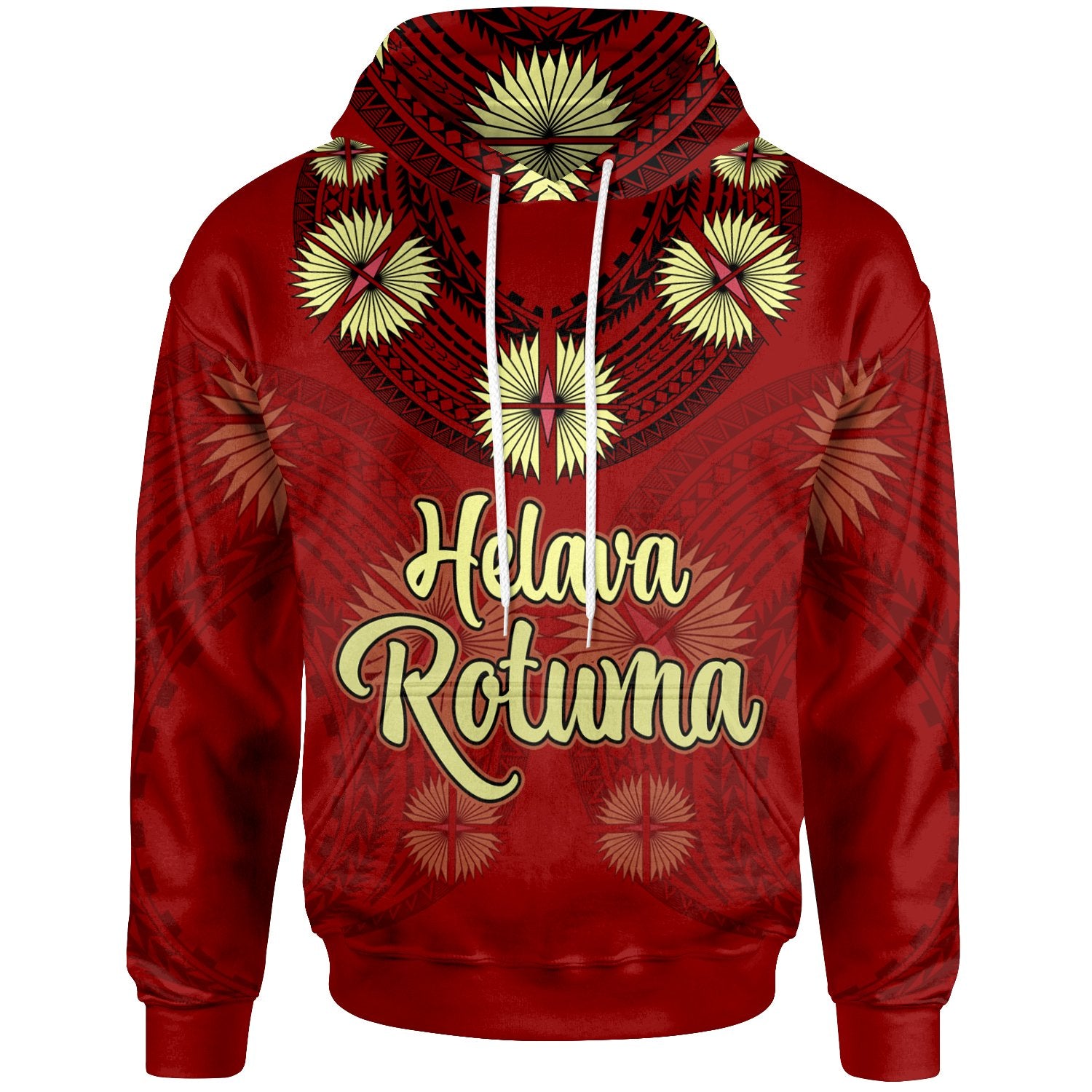 Rotuma Hoodie Hevala Rotuma Tefui Flowers Unisex Red - Polynesian Pride