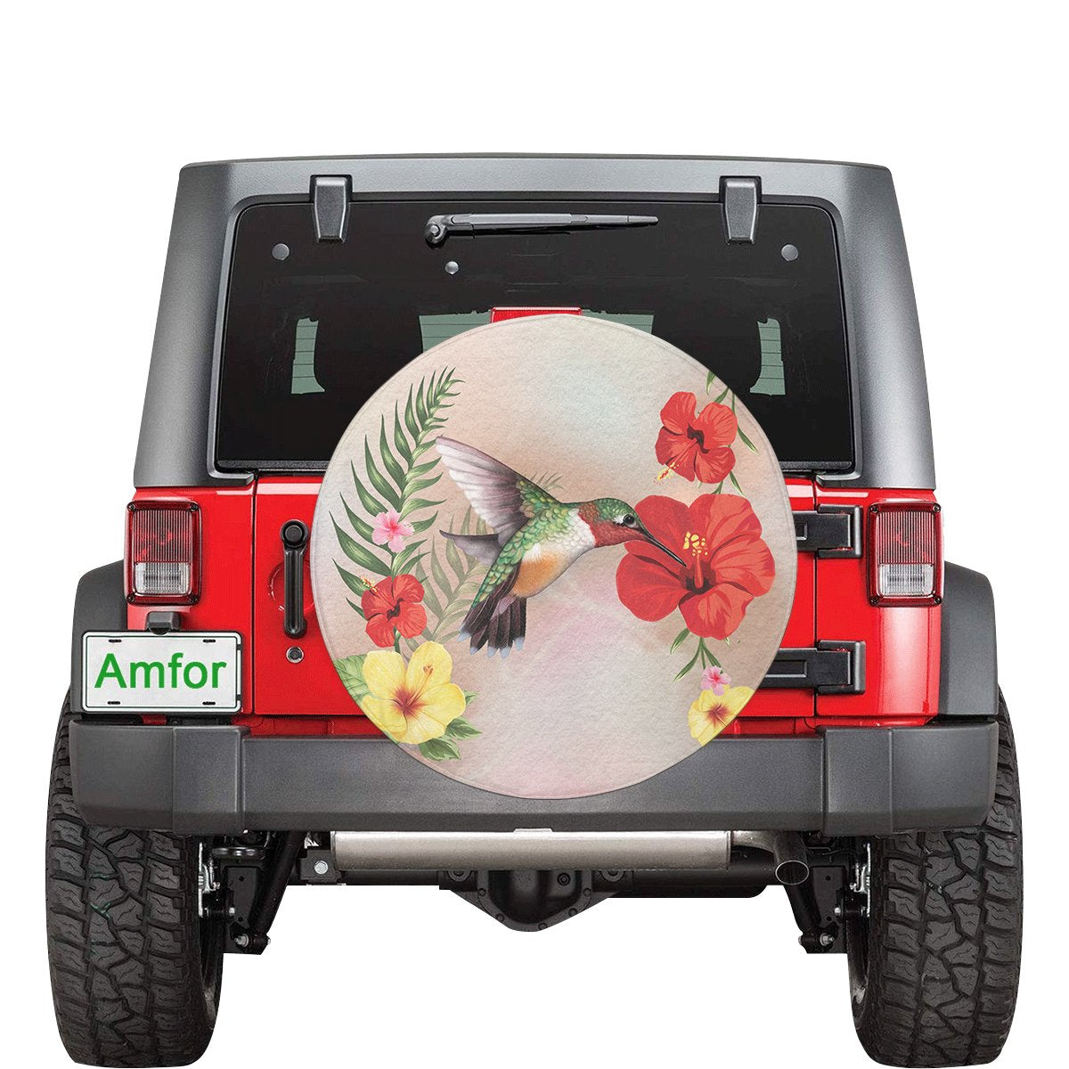 Hibiscus Bird Spare Tire Cover AH Black - Polynesian Pride