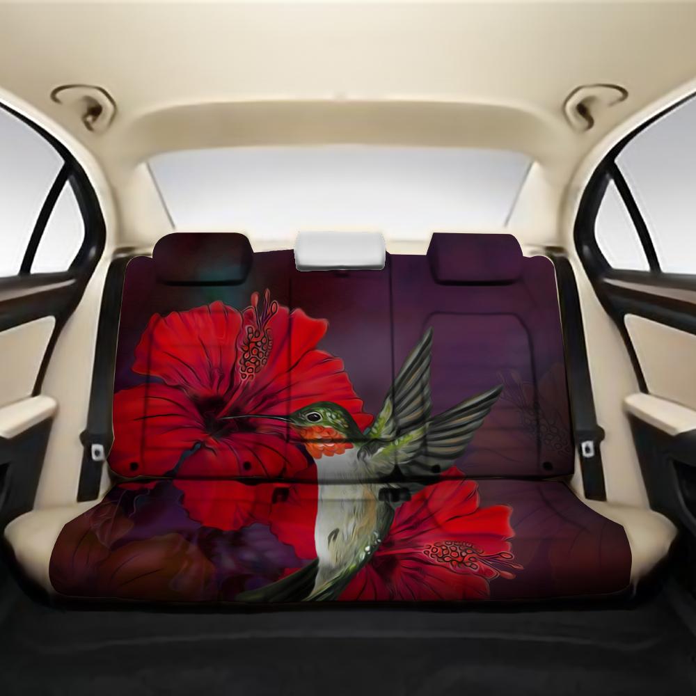 Hibiscus Hummingbird Back Seat Cover AH One Size Black Back Car Seat Covers - Polynesian Pride