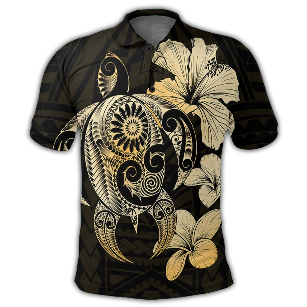 Hibiscus Plumeria Mix Polynesian Turtle Polo Shirt - Polynesian Pride