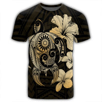 Hibiscus Plumeria Mix Polynesian Turtle T Shirt AH - Polynesian Pride
