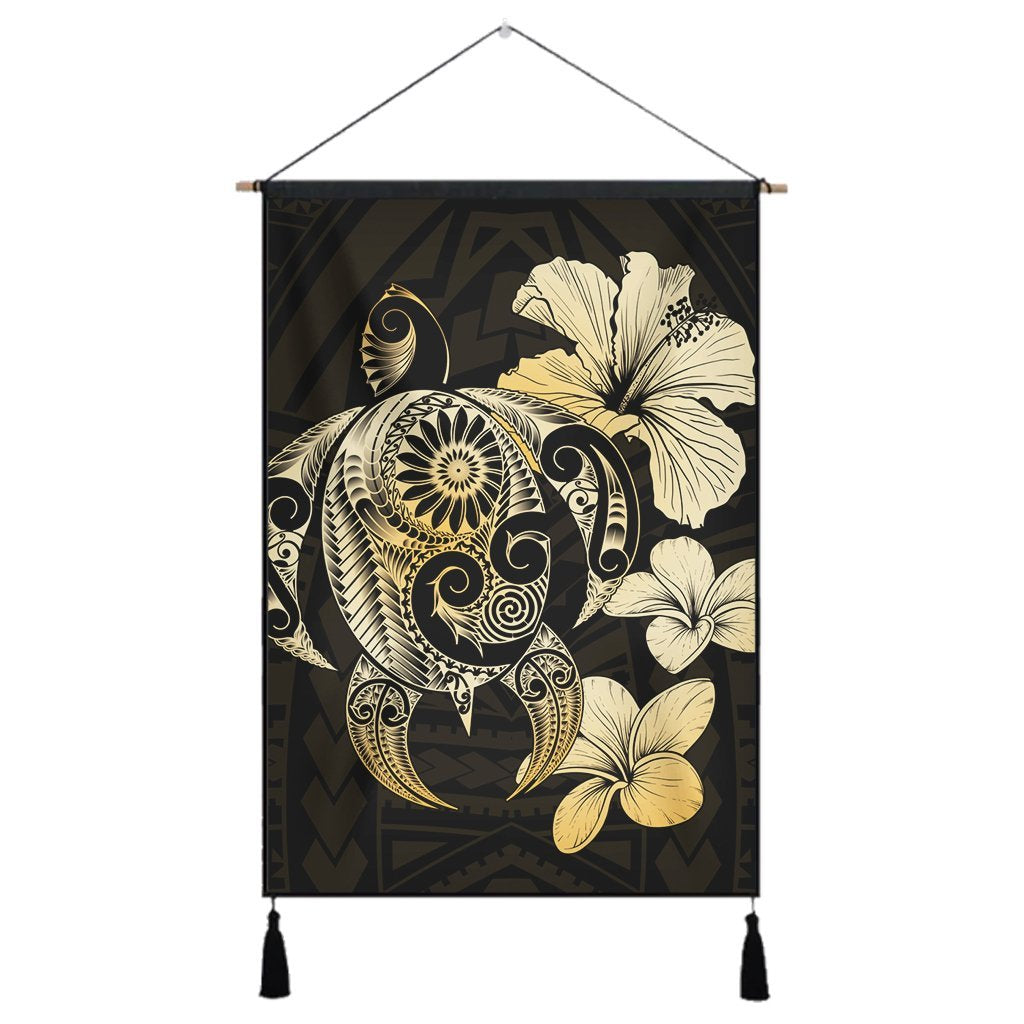 Hibiscus Plumeria Mix Polynesian Turtle Hanging Poster - AH Hanging Poster Cotton And Linen - Polynesian Pride