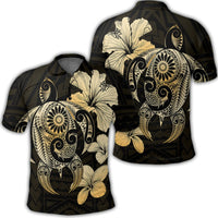 Hibiscus Plumeria Mix Polynesian Turtle Polo Shirt Unisex Black - Polynesian Pride