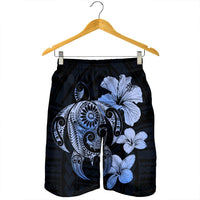 Hibiscus Plumeria Mix Polynesian Turtle Men's Shorts Blue - AH - Polynesian Pride