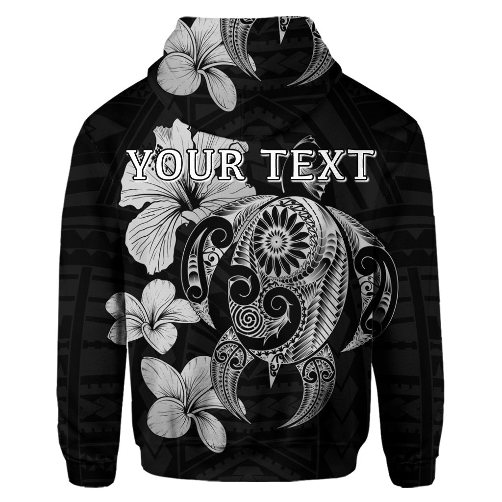 Custom Hibiscus Plumeria Mix Polynesian Turtle Hoodie Gray - Polynesian Pride