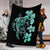 Hibiscus Plumeria Mix Polynesian Turtle Premium Blankets Turquoise - AH - Polynesian Pride