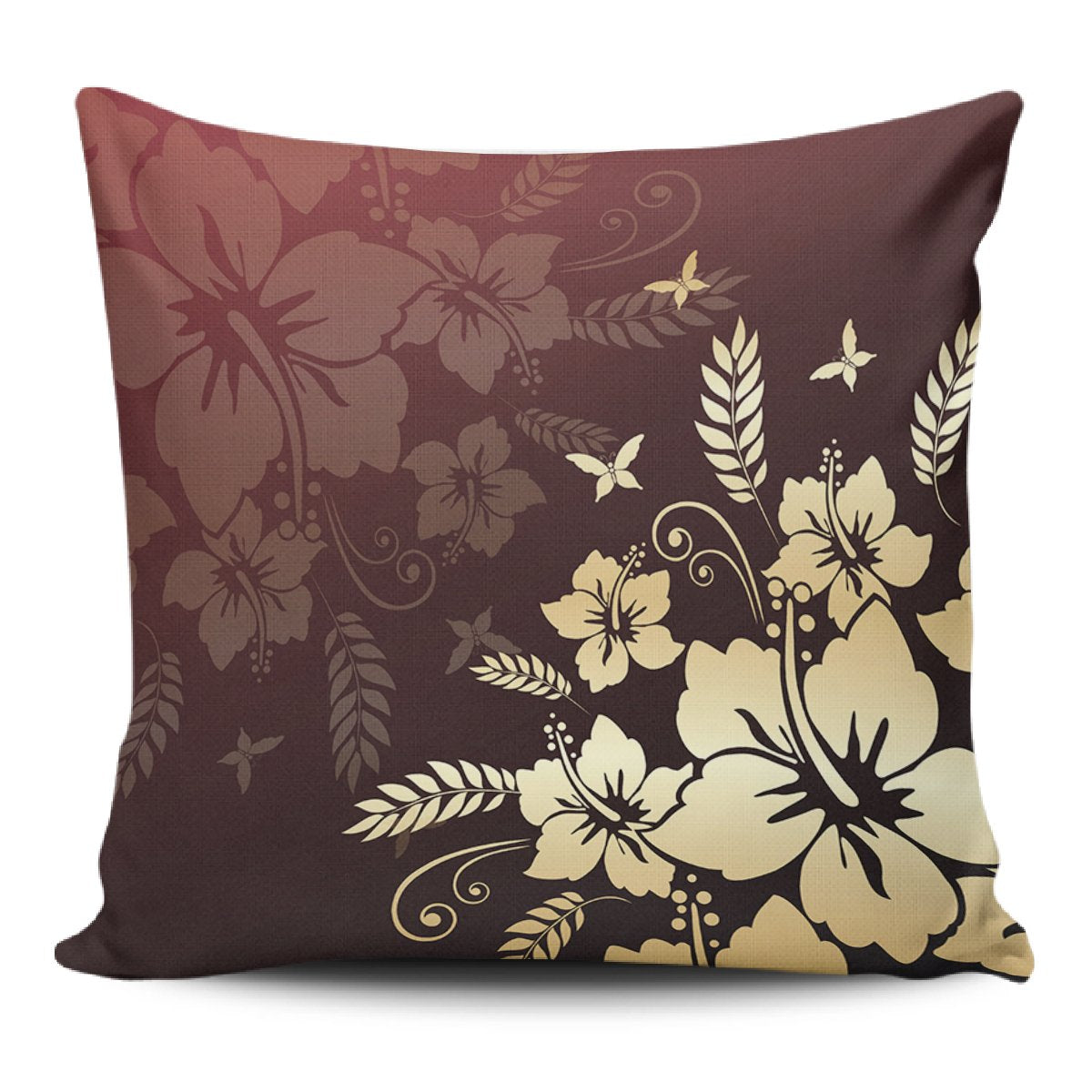 Hibiscus Golden Royal Pillow Covers One Size Zippered Pillow Case 18"x18"(Twin Sides) Black - Polynesian Pride