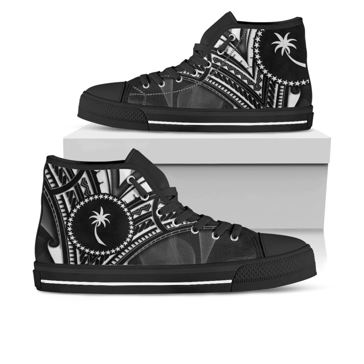 Chuuk State High Top Shoes - Cross Style Unisex Black - Polynesian Pride