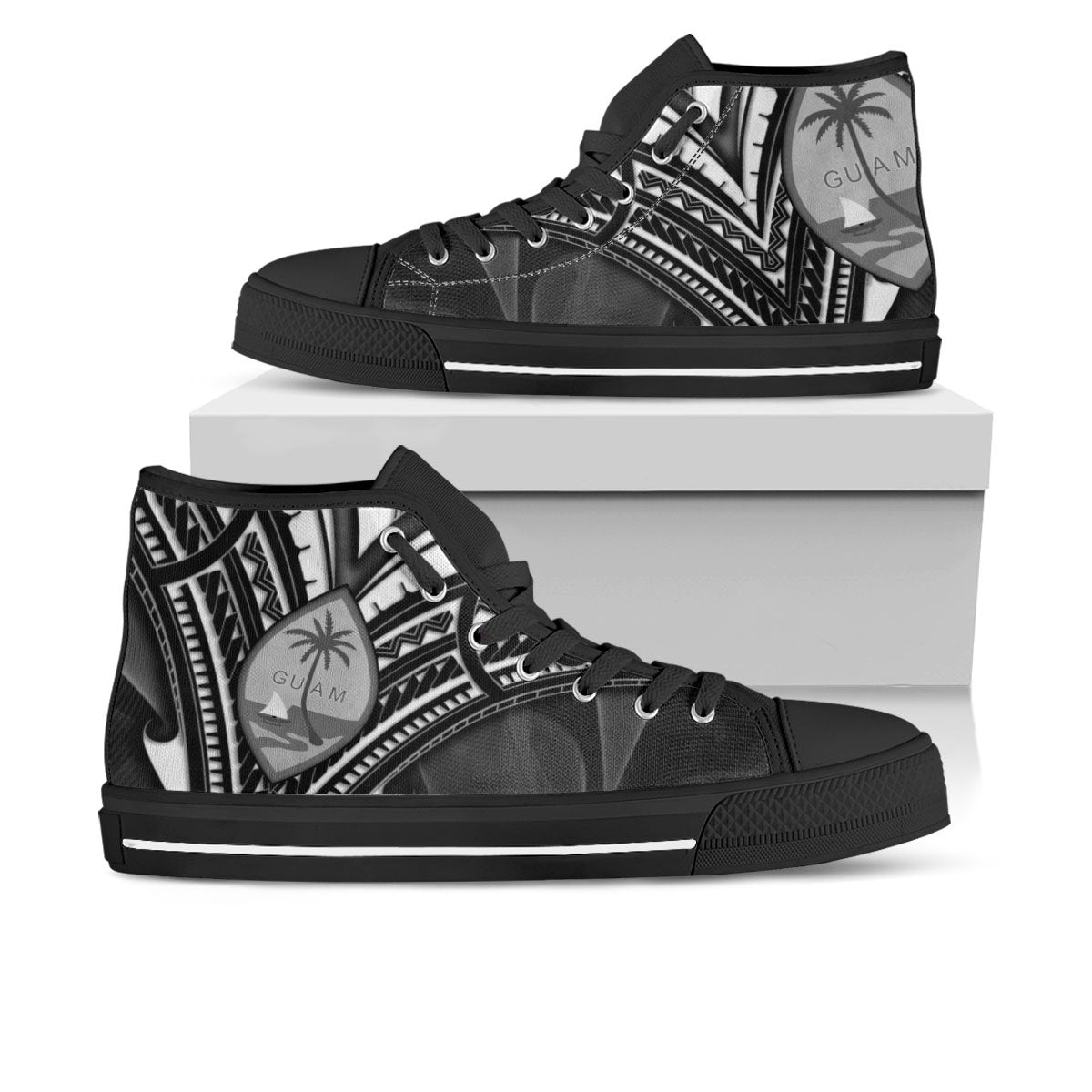 Guam High Top Shoes - Cross Style Unisex Black - Polynesian Pride