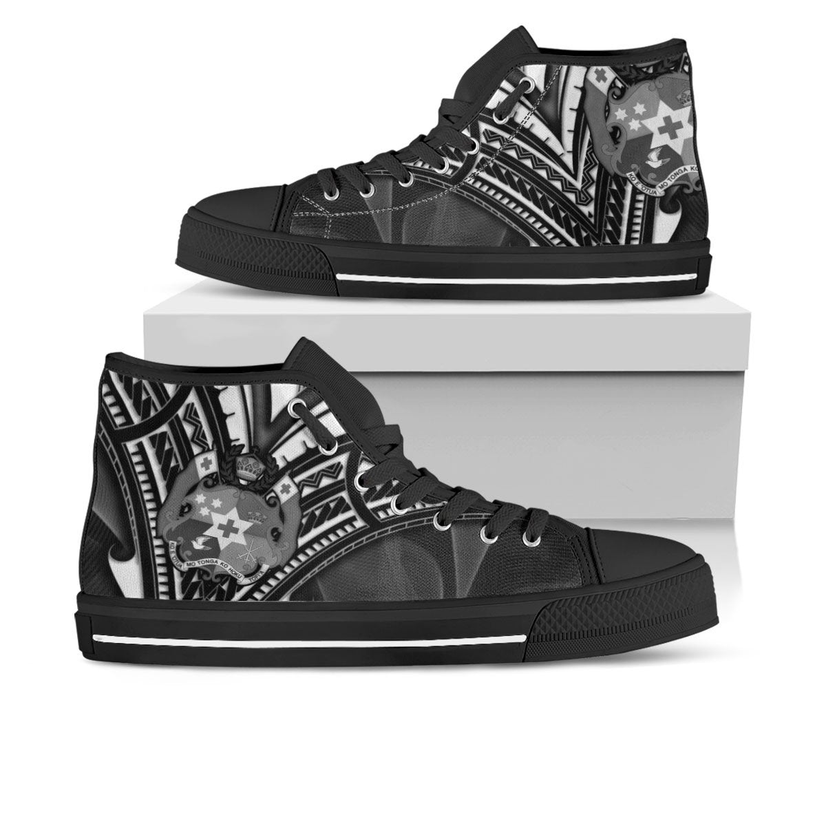 Tonga High Top Shoes - Cross Style Unisex Black - Polynesian Pride