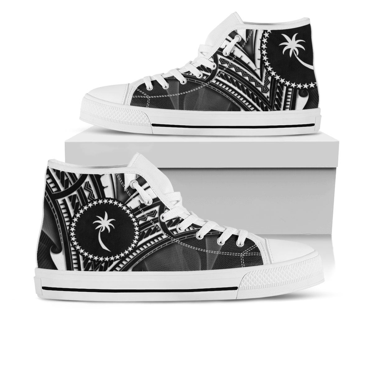 Chuuk State High Top Shoes - Cross Style Unisex White - Polynesian Pride