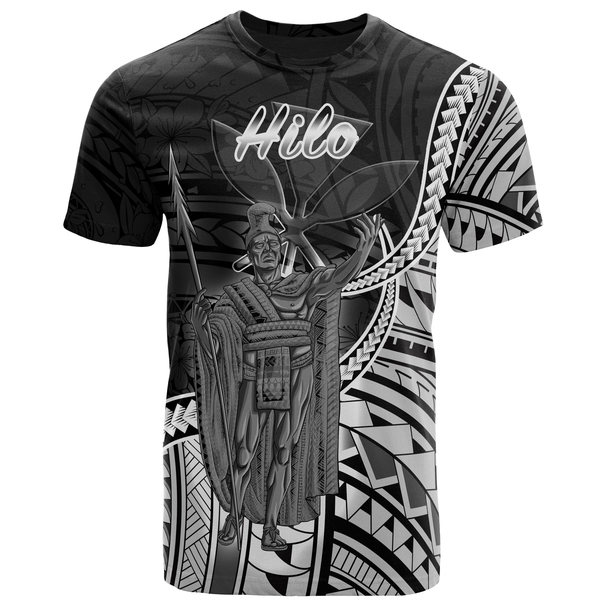 Hawaii T Shirt Hilo Kingdom of Hawaii Polynesian Patterns Unisex Black - Polynesian Pride