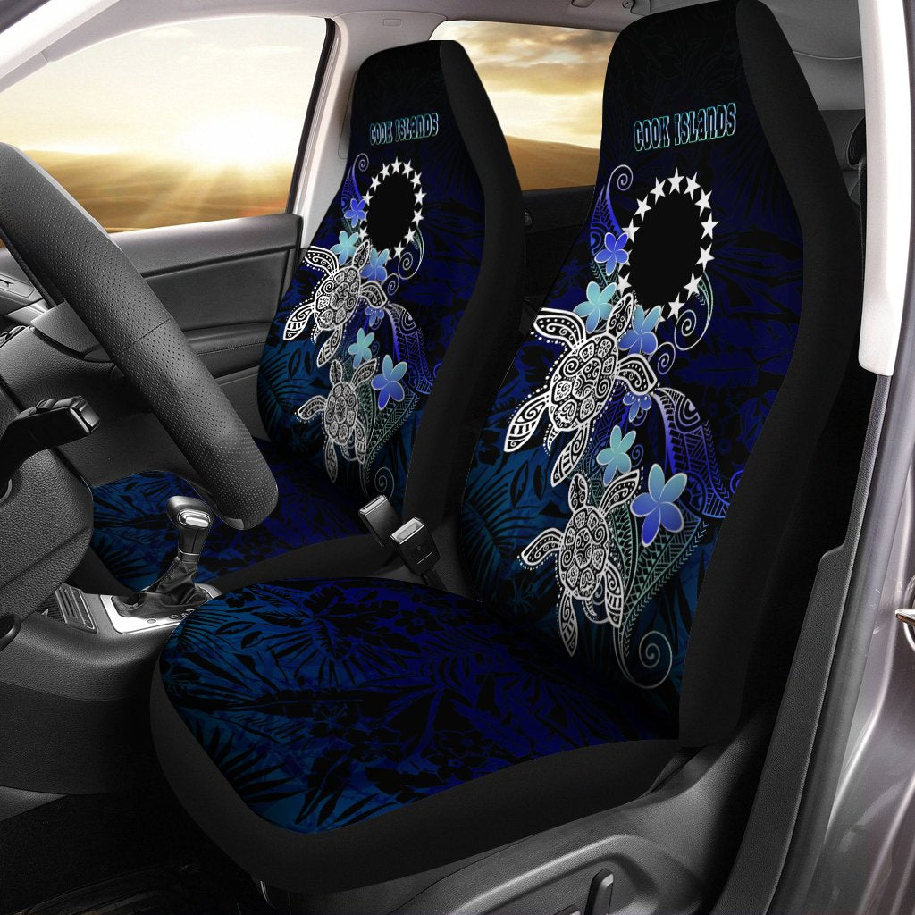 Cook Islands Polynesian Car Seat Covers - Blue Turtle Couple Universal Fit Blue - Polynesian Pride